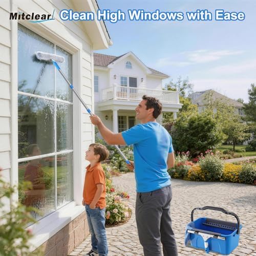 Mitclear Window Cleaning Kit 77'' Long Handle with Bucket for Home Outdoor - Image 5