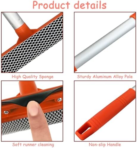 Window Squeegee for Window Cleaning with Retractable Pole, Squeegee Window Cleaner Tool 2 in 1 Car Window Cleaning Tool Telescopic Window Washing Equipment, Shower Squeegee for Glass Door - Image 3