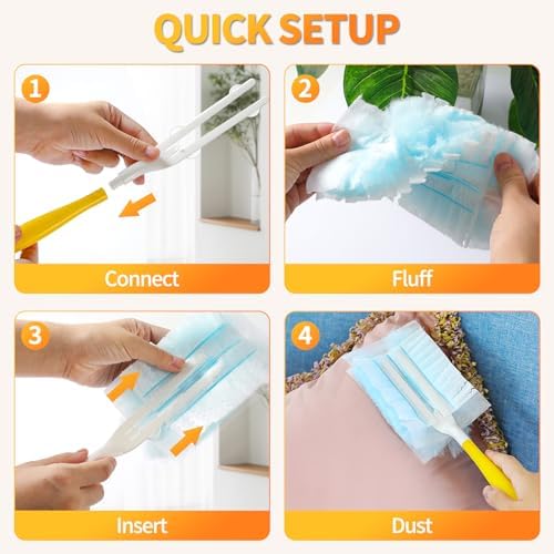 60 Count Electrostatic Duster Refills Compatible with Swiffer Duster,Multi-Surface Dusting Refills,Microfibre Dusters for Cleaning with 1Pcs Short Handle,Unscented - Image 5