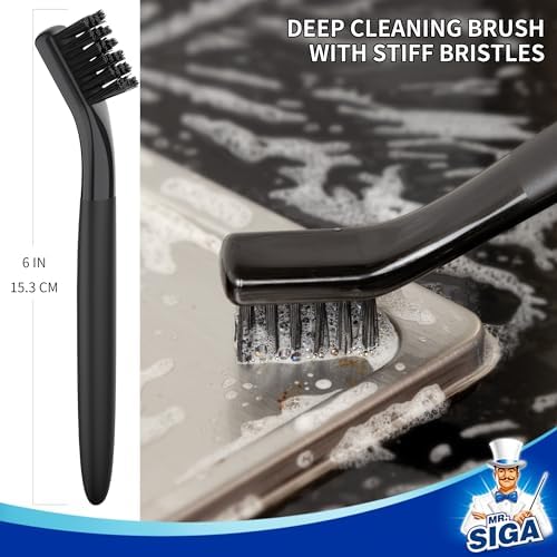 MR.SIGA Grout Cleaner Brush Set, Detail Cleaning Brush Set for Tiles, Sinks, Drains, Grout Brush for Edge, Crevice Cleaning (Pack of 2) - Image 3