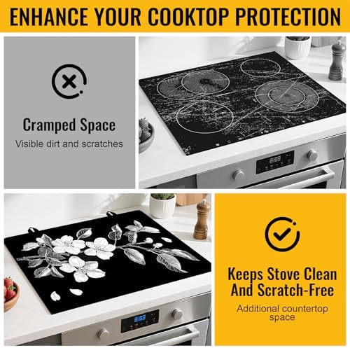 Stove Top Cover for Electric Stove,Glass Stove Top Cover, Heat Resistant Glass Cooktop Cover, Stovetop Protector, Kitchen Decor, Dish Drying Mats Cover for Ceramic Washer Top 28.5x20.5 inch - Image 4
