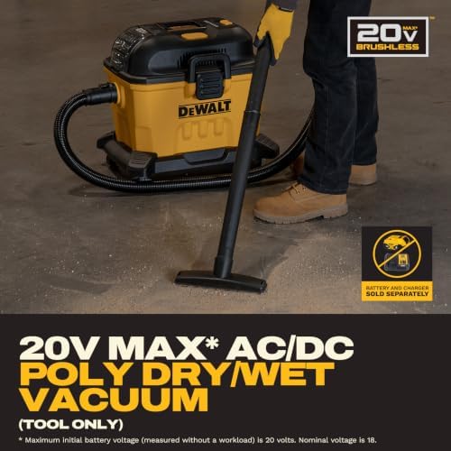 DEWALT 20V Cordless Shop Vac, AC/DC 9 Gal Wet Dry Vacuum Cleaner, Tool Only - Image 3