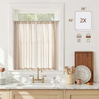 jinchan Linen Kitchen Tier Curtains, 38x45, 2 Panels, Natural - Image 6