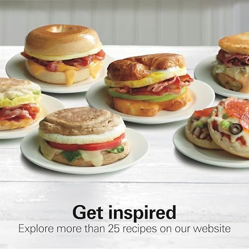 Hamilton Beach Breakfast Sandwich Maker with Egg Cooker Ring,Customize Ingredients,Perfect for English Muffins,Croissants,Mini Waffles,Perfect White Elephant Gifts,Black (25477),(Pack of 4) - Image 4