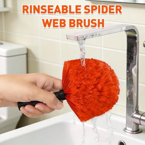 26FT Reach Cobweb Duster with Extension Pole - Spider Web Brush for Cleaning with 5-20FT 4-Section Flip-Lock Telescopic Pole, Effortlessly Cleans High Indoor & Outdoor Webs - Image 5