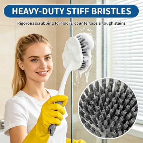 3PCS Heavy Duty Scrub Brush Set - Shower Cleaning Brushes for Bathroom - Image 4