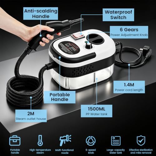 Handheld Steam Cleaner with 1500ML Tank Steamer for Kitchen & Bathroom - Image 3