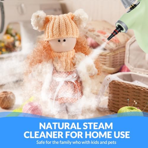 Handheld Pressurized Steam Cleaner with 12 pcs Accessories, Portable Steamer for Cleaning, Steam Cleaner for Home Use, Steamer for Cleaning Car, Furniture, Floor, Upholstery, Grout and Tile, Green - Image 5
