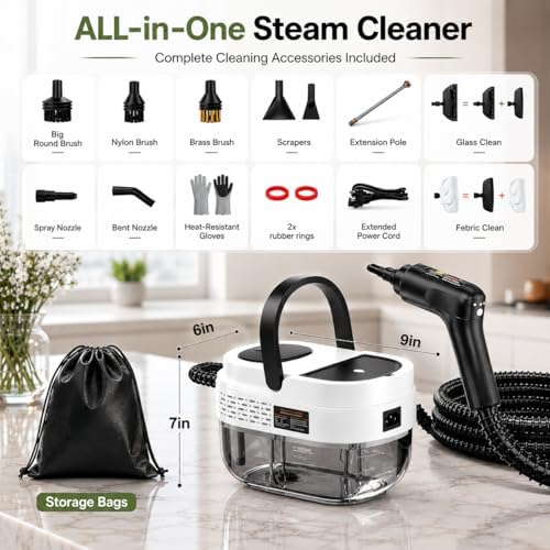Handheld Steam Cleaner for Home, 2500W High Pressure Steam Cleaner for Car Detailing, 3 Steam Levels, 1600Ml Tank, High Heat Steamer for Bed Bugs, Couch, Furniture, Kitchen, Bathroom, Floors - Image 5