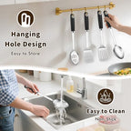 4 Pcs Cooking Utensils Set, Stainless Steel Kitchen Utensils, Heat Resistant Metal Kitchen Tools Include Solid & Slotted Turner Wok Spatula, Serving Spoon, Ergonomic Handle, Easy to Clean, Silver - Image 6