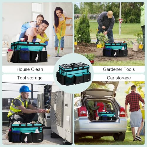 Extra-Large Wearable Cleaning Caddy With Detachable Divider,Cleaning Caddy For Cleaning Supplies Large Cleaning Supply Caddy With Adjustable Shoulder Strap & Waist Belt For Cleaners,Mint Green - Image 6