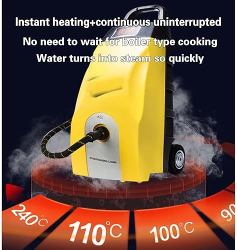 Multipurpose High Pressure Steam Cleaner, Heavy-Duty Portable Steamer with 3.5L Tank & 6 Accessories, Ideal for Home Kitchen Car Upholstery Tile Grout AC Cleaning (Yellow) - Image 6