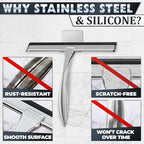Stainless Steel Shower Squeegee, Glass, Silicone, 10 Inch (Silver) - Image 2