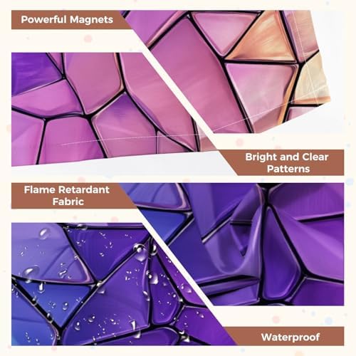 6 Pcs Fluorescent Light Covers for Ceiling Lights abstract stained glass mosaic purple violet Magnetic Decorative Shade Filters 4x2 ft for Classroom Office Hospital Decor - Image 4