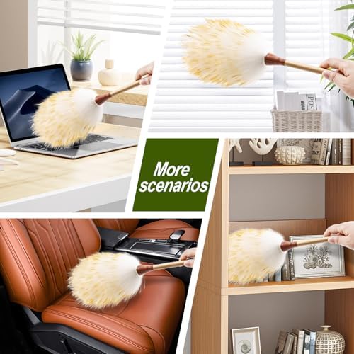 Natural Lambswool Duster 16 Inch Handheld with Wooden Handle Duster Dusting Tool for Blinds Electronics Furniture Delicate Surfaces (2Pcs) - Image 7