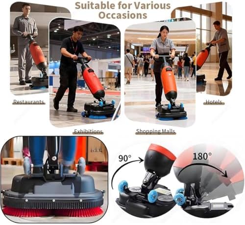 17" Commercial Floor Buffer Scrubber Machine, Battery-Powered Double Brush Disc Multi-Functional, 360°Rotation, 10700 sqft/h, 350 RPM, 1.5-Gal Tank - Image 7
