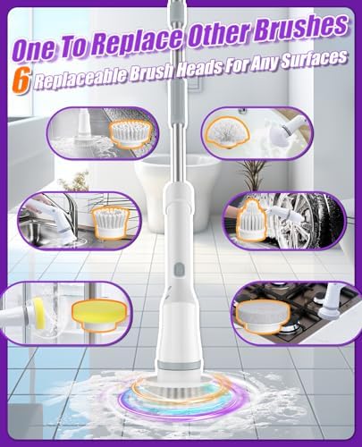 6-in-1 Cordless Electric Spin Scrubber with Long Handle - Image 4