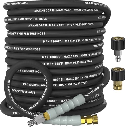 3/8" ID 4800PSI Pressure Washer Hose 75FT, Steel Wire Braided Pressure Hose by Unknown