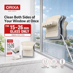 ORIXA Magnetic Window Cleaner, Double Sided Magnetic Glass Cleaning Tool for 15-26 mm Double Pane Windows, Inside Outside Washer with Safety Rope, Microfiber Pads and Squeegee - Image 2