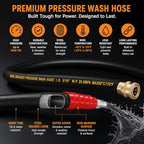 LIULO TOOL 50 FT Pressure Washer Hose with 3/8" Quick Connect, 4000 PSI Kink Resistant High Tensile Wire Power Washer Hose - Image 6