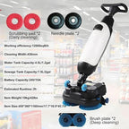 Commercial Floor Scrubber Machine, Walk-Behind Cleaning Equipment, 17" Wide, 90 Min Battery Life, 2-Hour Fast Charge, 360 RPM, Cleans 12,000 Sqft/H, Includes Red Clete Set - Image 7
