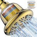 MakeFit Filtered Shower Head - High Pressure Rain - Shower Head with filter for Hard Water - Luxury 7 Settings Adjustable Water Filter Showerhead (Gold) by MakeFit