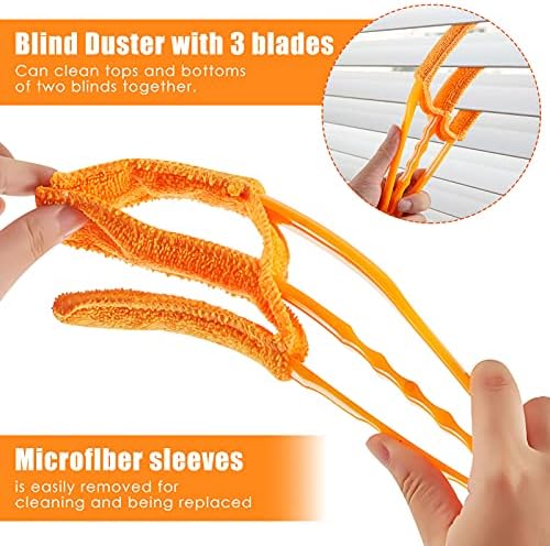 6 Pcs Window Venetian Blind Cleaner Duster Tool 2 Pcs 7 Fingers Dusting Cleaner Tool 2 Pcs Shutter Cleaner Brush and 2 Pairs Cleaning Gloves for Air Conditioner Keyboard Fan Dirt House Dust Cleaner - Image 2