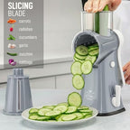 Rotary Cheese Grater Manual Hand Crank 5 Blade Shredder, Gray & White - Image 5
