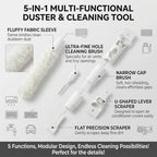 Home Detail Cleaning Kit, Crevice Cleaning Brush, 5-in-1 Detail Duster, Replacement Pads, Microfiber Sleeves and Storage Bag for Window Tracks, Air Vents, Kitchen and Bathroom - Image 2
