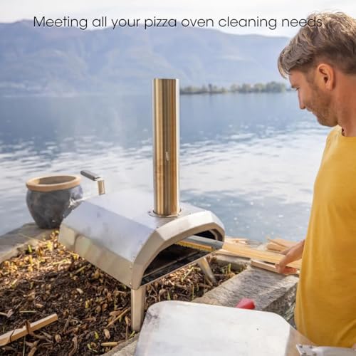 Aieve 26"" Pizza Oven Brush with Stone Scraper, Cleaning Brush and Scraper for Pizza Oven and Stone, Extra Long Handle and 2 Heat-Resistant Brush Heads, Wood, K4790A01 - Image 7