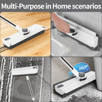 3 in 1 Floor Scrub Brush,Floor Scrubber with Squeegee and Tweezer, Push Broom with Long Handle,Heavy-Duty Stiff 90° Bristle Broom for Patio,Shower, Garage,Deck,Tile, Concrete & Wood Surface (White) - Image 7