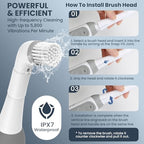 LifeBasis Cordless Rechargeable Power Scrubber Brush, White - Image 5