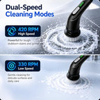 Highyes Electric Spin Scrubber for Bathroom, IPX7 Waterproof Shower Scrubber with Extendable Long Handle, Bathroom Cleaning Scrubber with 7 Reusable Brush Heads (Black) - Image 3