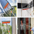 Window Squeegee for Window Cleaning, Squeegee Window Cleaner Tool 2 in 1 Car Window Cleaning Tool with Extension Pole 58‘’ Telescopic Window Washing Equipment, Shower Squeegee for Shower Glass Door - Image 5