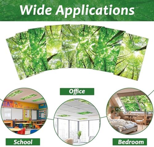 4 Pcs Fluorescent Light Covers with 40 Magnets Decorative for Classroom Ceiling Light 4 x 2 Feet Magnetic Light Covers Filter Easy Install for Office Hospitals & Home Drop Ceiling Supplies (Forest) - Image 4