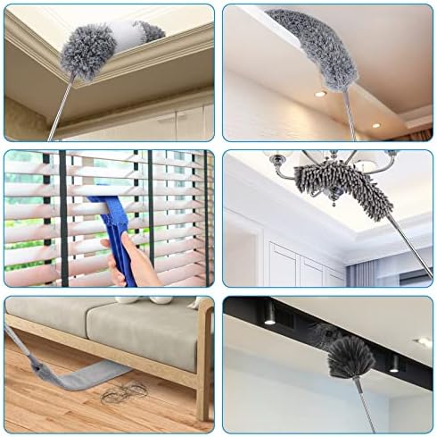 Microfiber Extendable Feather Duster (11pcs) with 100" Extension Pole, Washable Reusable Bendable Dusters for Cleaning Ceiling Fan, High Ceiling, TV, Blinds, Cars - Image 7