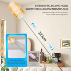 Lambswool Duster for Cleaning with Solid Wooden Handle Leather Hang Strap 87.8" Removable Retractable Feather Duster for Cleaning Ceiling Fans Window Blinds Interior Roof Furniture(2 Pack) - Image 5