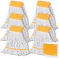 6PK Heavy Duty Commercial Mop Head Replacement- Loop End Cotton Blend String Refill for Side Loading & Clamp Style Mops, Restaurant , Janitorial & Industrial Cleaning(Yellow) by KalTell
