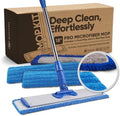 18” Pro Microfiber Hardwood Floor Mop - Cleans Floor in Seconds | Dust & Wet Mopping | Hardwood, Tile, Laminate & Vinyl with 3 Washable Pads, No Buckets Needed with Deluxe Household Mop by MicrofiberWholesale