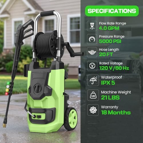 Heavy Duty Electirc Pressure Washer 5000 PSI 4.0 GPM, Green - Image 3