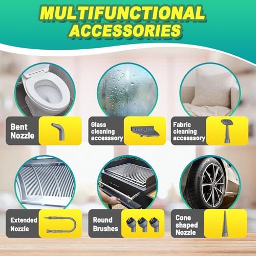 Multi-Surface Handheld Pressurized Steam Cleaner with 13 PCS Accessory ，Portable Steamer for Cleaning, Multipurpose Steam Cleaner for Home/Car/Bathroom/Grease/Upholstery/Floor/Grout and More (White) - Image 7