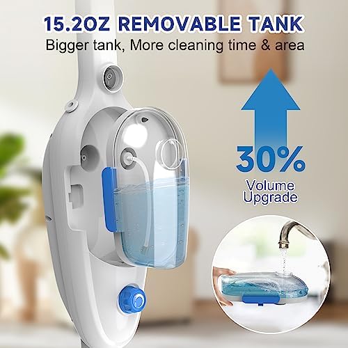 Steam Mop for Hardwood Floor Cleaning, Floor Steamer Cleaner Lightweight for Vinyl, Laminate, Carpet, Tile Hard Floors w/Adjustable Steam Modes & Height, 23ft Cord, 2 Washable Pad - Image 5