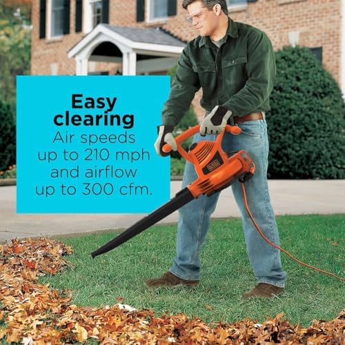 BLACK+DECKER Electric Leaf Blower, Leaf Vacuum and Leaf Mulcher, 3-in-1 300 CFM 210 MPH 12-Amp Handheld Lightweight Corded Electric Combo Kit (BV3100) - Image 4
