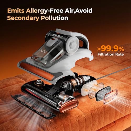 JIGOO T600 Mattress Bed Vacuum Cleaner with UV-C Light, 15Kpa Suction, 700W - Image 4