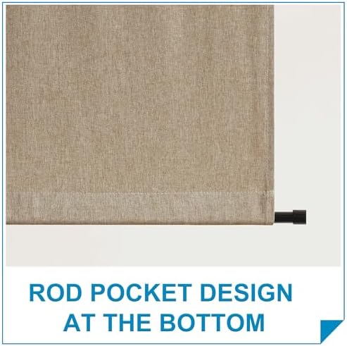RYB HOME Linen Blended French Door Curtain, Shades Pull Down for Glass Door - Image 6
