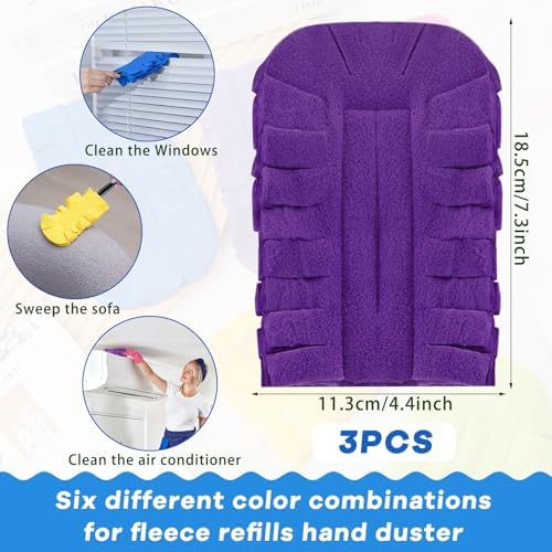 3 Pcs Reusable Duster Refills Washable Pads, Yellow, Blue, Purple - Image 2