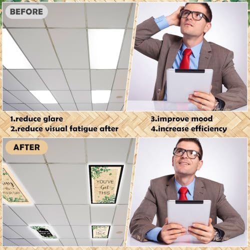 8Pcs Classroom Fluorescent Light Cover,2x4 FT Yellow Wood Grain Eucalyptus - Image 5