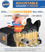 TOOLCY 1" Shaft Pressure Washer Pump 4400 PSI with Adjustment Unloader - Image 2