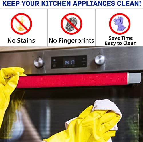MRKG Refrigerator Door Handle Covers, Set of 4, Washable Without Fading or Cracking, Keep Your Kitchen Appliance Clean from Smudges, Drips, Food Stains, Oil. (Red) - Image 2