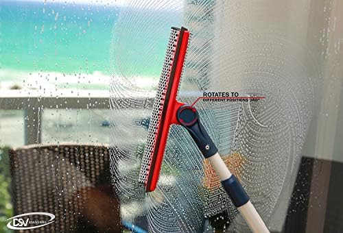 DSV Standard Professional Window Squeegee | 2-in-1 Window Cleaner Sponge and 10" Soft Rubber Strip with Extension Pole 50 Inch & 127 cm | Adjustable to Clean from Multiple Angles (Pack of 2) - Image 3